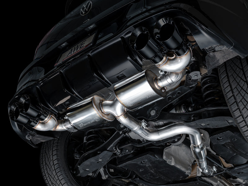 AWE Tuning MK8 Volkswagen Golf R 3in Touring Edition Quad Exhaust - Diamond Black Tips - 3015-43658