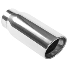 Load image into Gallery viewer, MagnaFlow Tip Stainless Double Wall Round Single Outlet Polished 4.5in DIA 3.5in Inlet 12in Length - 35232