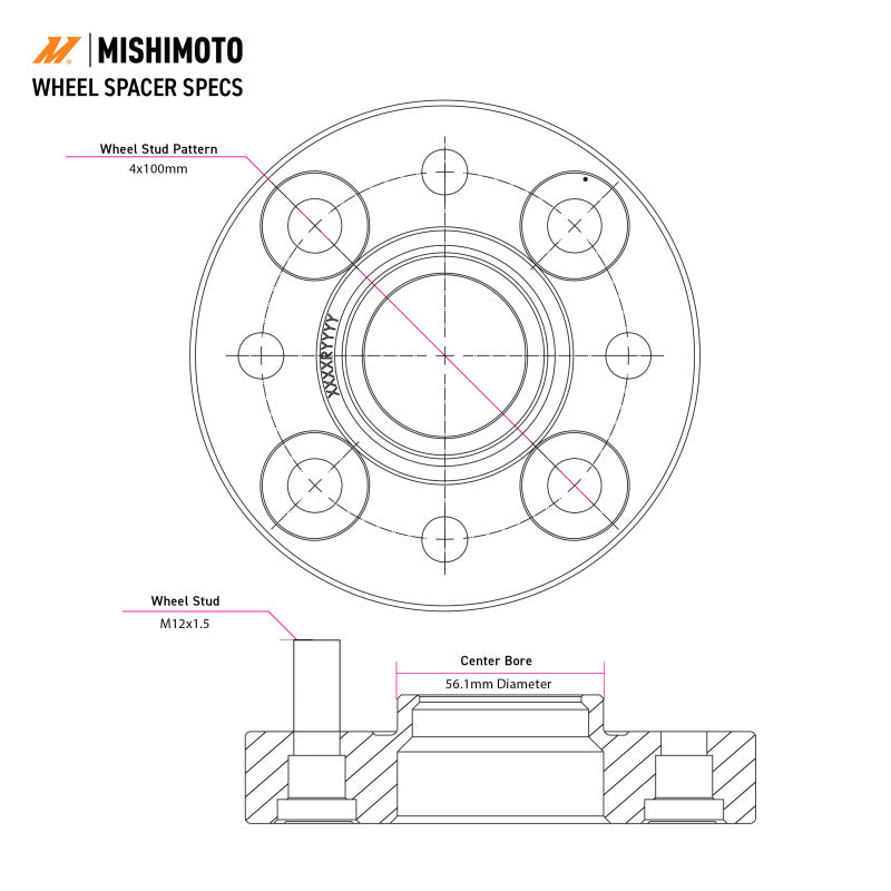 Mishimoto Wheel Spacers - 5x100 - 56.1 - 30 - M12 - Black - MMWS-008-300BK