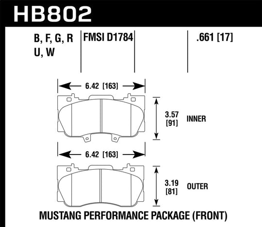 Hawk 15-17 Ford Mustang GT DTC-70 Race Front Brake Pads - HB802U.661