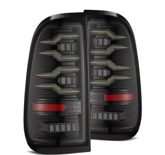 AlphaRex 97-03 Ford F150 / 99-16 Ford F250/F350/F450/F550 LUXX-Series LED Tail Lights - Alpha-Black - 658001