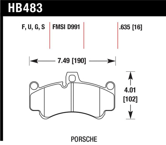 Hawk 08 Porsche 911 Targa 4/4S/03-05 911 GT2/04-08 GT3/07-08 Turbo DTC-70 Race Front Brake Pads - HB483U.635