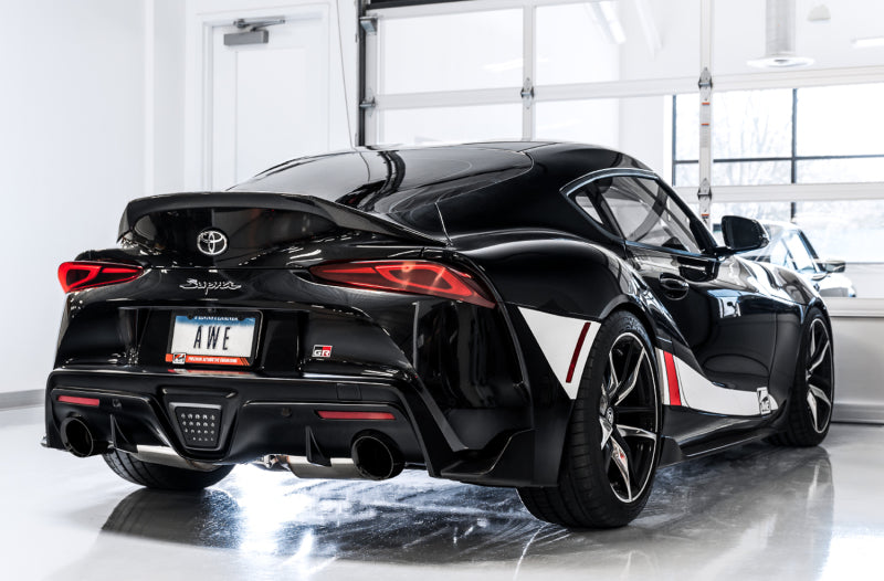 AWE Tuning 2020 Toyota Supra A90 Resonated Touring Edition Exhaust - 5in Diamond Black Tips - 3015-33132