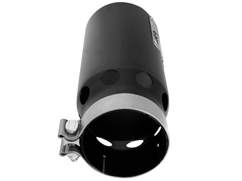 aFe SATURN 4S 4in SS Intercooled Exhaust Tip - Black 4in In x 5in Out x 12in L Bolt-On - 49T40501-B122