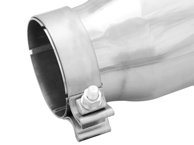 aFe MACH Force-Xp Universal Exhaust Tip 3-1/2Inlet x 4-1/2IN Outlet x 12IN L Polished Left Side Exit - 49T35452-P12