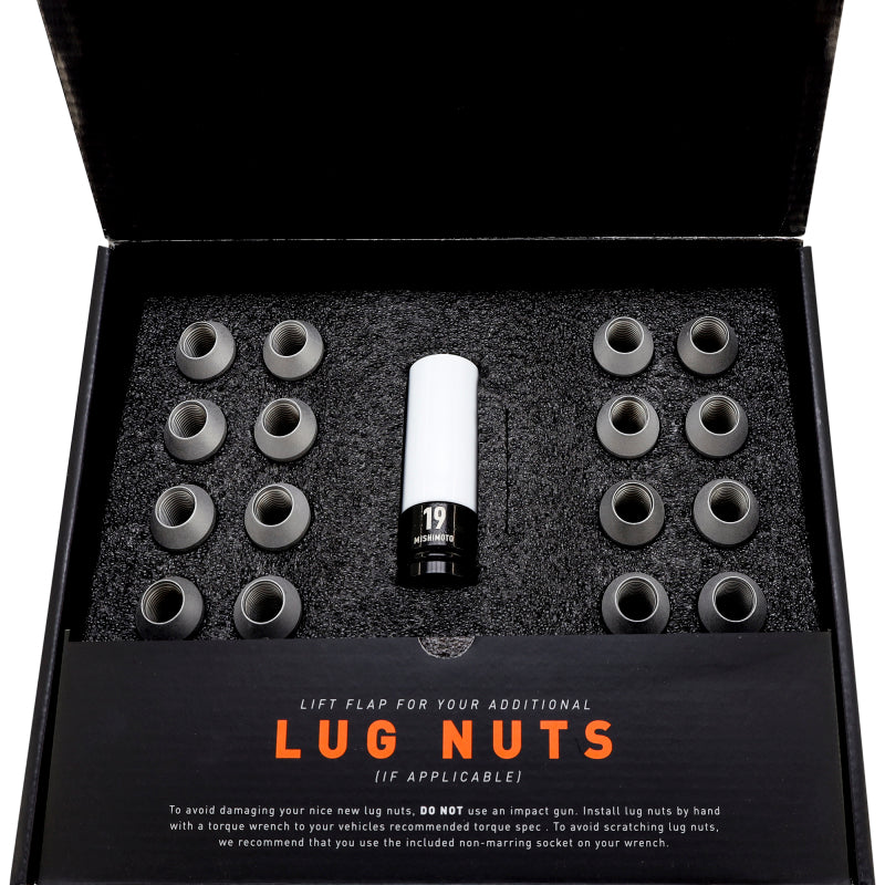 Mishimoto Steel Locking Lug Nuts M14x1.5 20pc Set Black - MMLG-M14-20LBK