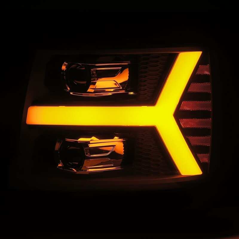 AlphaRex 07-13 Chevy 1500HD PRO-Series Proj Headlight Plank Style Gloss Blk w/Activ Light/Seq Signal - 880206