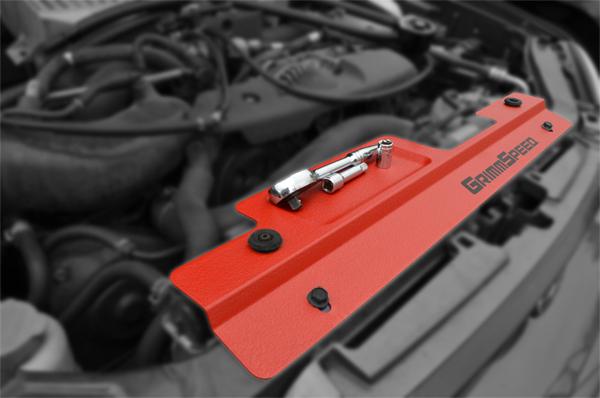 GrimmSpeed 02-07 Subaru Impreza/WRX / 04-07 STI Radiator Shroud w/Tool Tray - Red - 096006