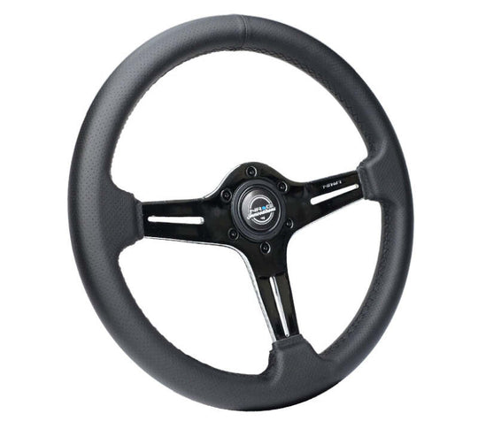 NRG Light Weight Gaming Steering Wheel - 350mm 3 Chrome Silver Spokes Perforated Leather - ST-018CH-PR