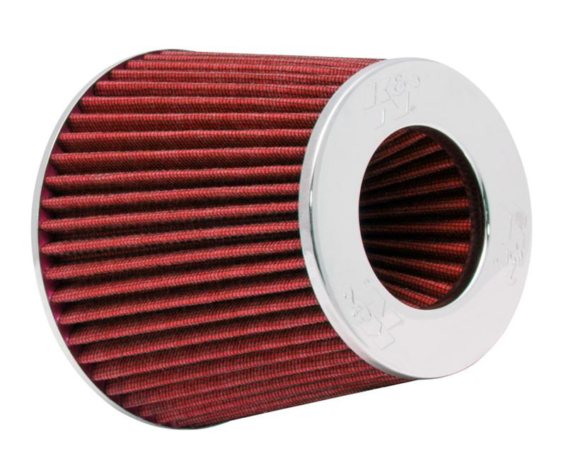 K&N Universal Air Filter Chrome Round Tapered Red - 4in ID x 1.125in L x 5.5in H (Multi Lingual) - RG-1001RD-L