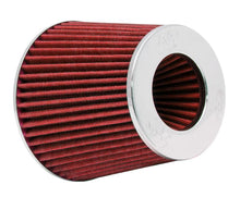 Load image into Gallery viewer, K&amp;N Universal Air Filter Chrome Round Tapered Red - 4in ID x 1.125in L x 5.5in H (Multi Lingual) - RG-1001RD-L