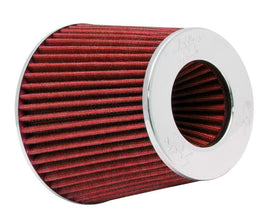 K&N Universal Air Filter Chrome Round Tapered Red - 4in ID x 1.125in L x 5.5in H (Multi Lingual) - RG-1001RD-L
