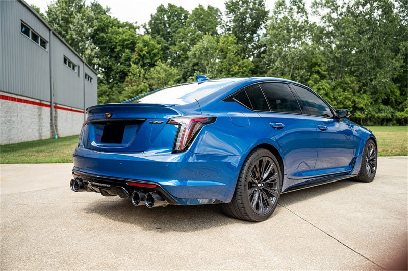 Corsa 2022-25 Caddy CT5 V Blackwing 3in. Cat-Back w/ Act. Exh. - Dbl X-Pipe - Twin 4.5in. BlkCF Tips - 21320CFBLK