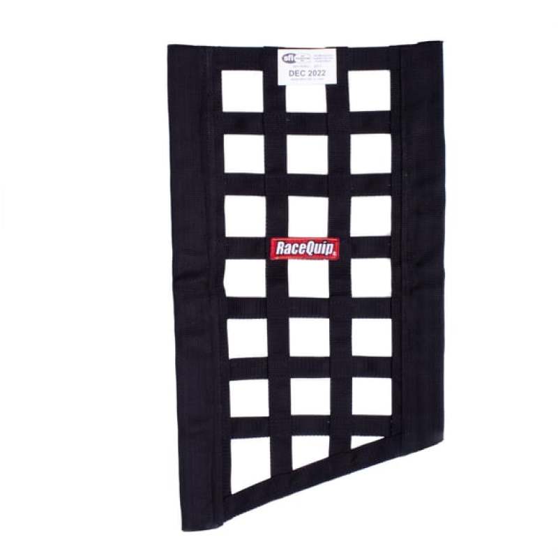 RaceQuip SFI 27.1 Rated Ribbon Style Funny Car Window Net / Black 22 to 18 H X 12 W - 829535