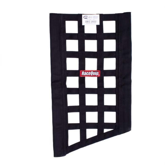 RaceQuip SFI 27.1 Rated Ribbon Style Funny Car Window Net / Black 22 to 18 H X 12 W - 829535