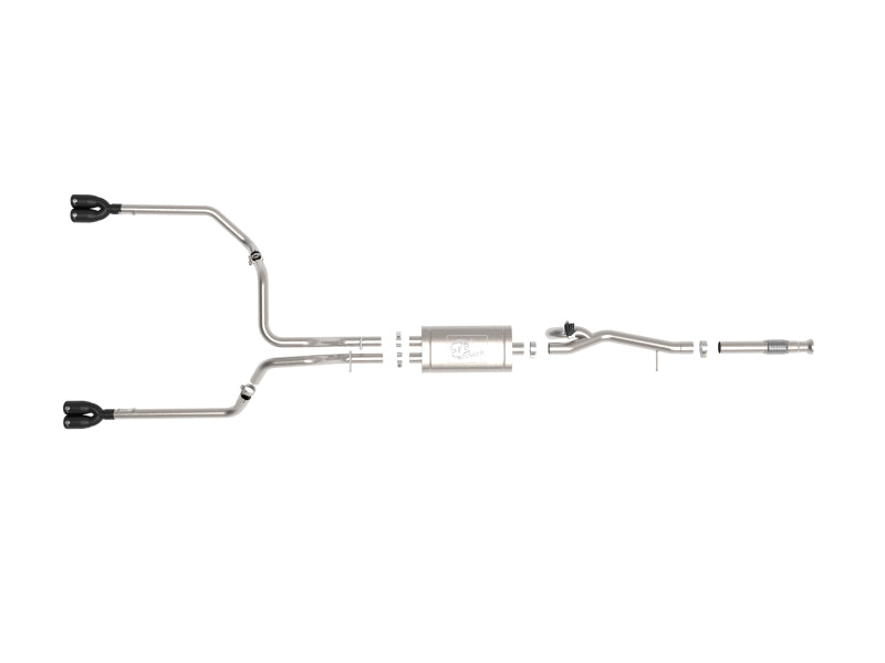 aFe Gemini XV 3in 304 SS Cat-Back Exhaust w/ Cutout 19-21 GM Silverado/Sierra 1500 V8- w/ Black Tips - 49-34139-B