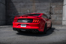 Load image into Gallery viewer, MBRP 18-20 Ford Mustang GT 5.0 w/ Quad Tip Active Exhaust Cat Back Split Rear T304 w/ Carb Fib Tips - S72093CF