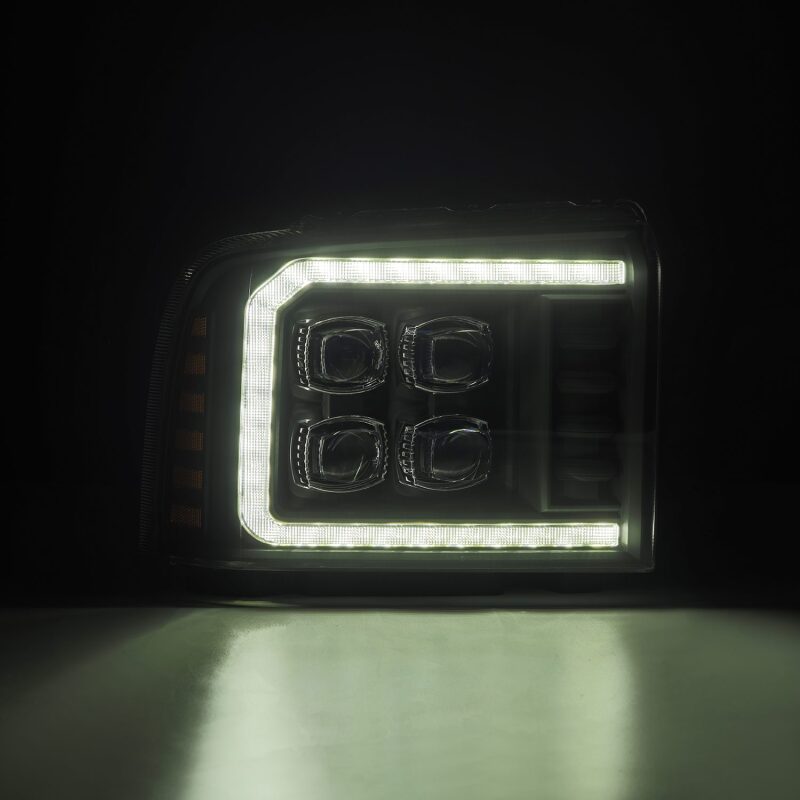 AlphaRex 05-07 Ford F250/350/450/550 Super Duty NOVA LED Proj HL Blk w/Actv Light & Seq Sig + SB DRL - 880319