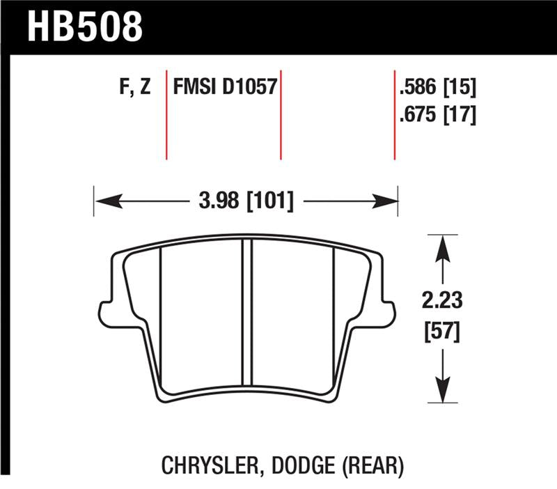 Hawk 05-10 Chrysler 300 (except SRT8) / 08 Dodge Challenger / 09-10 Dodge Challenger SE/RT HPS - HB508F.675