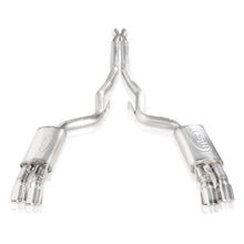 Load image into Gallery viewer, Stainless Works 2018+ Ford Mustang GT 3in Redline Series Catback X-Pipe w/Active Valves &amp; Quad Tips - M18CBXFCV