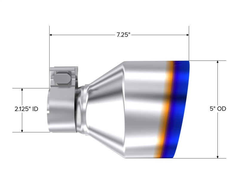 MBRP T304 SS Burnt End Tip 2.125inID, 5inOD Out, 7.25in Length, Pair 17-25 BRZ / GR86 - T5202BE