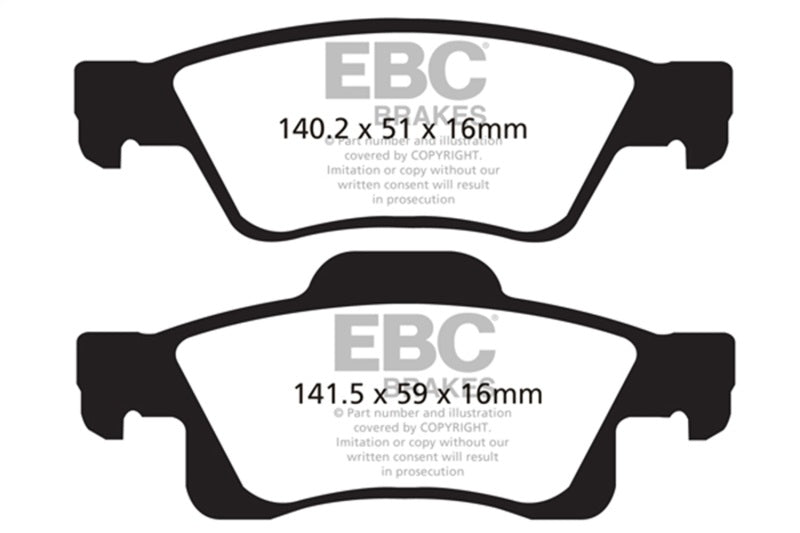 EBC 11+ Dodge Durango 3.6 Yellowstuff Rear Brake Pads - DP41872R