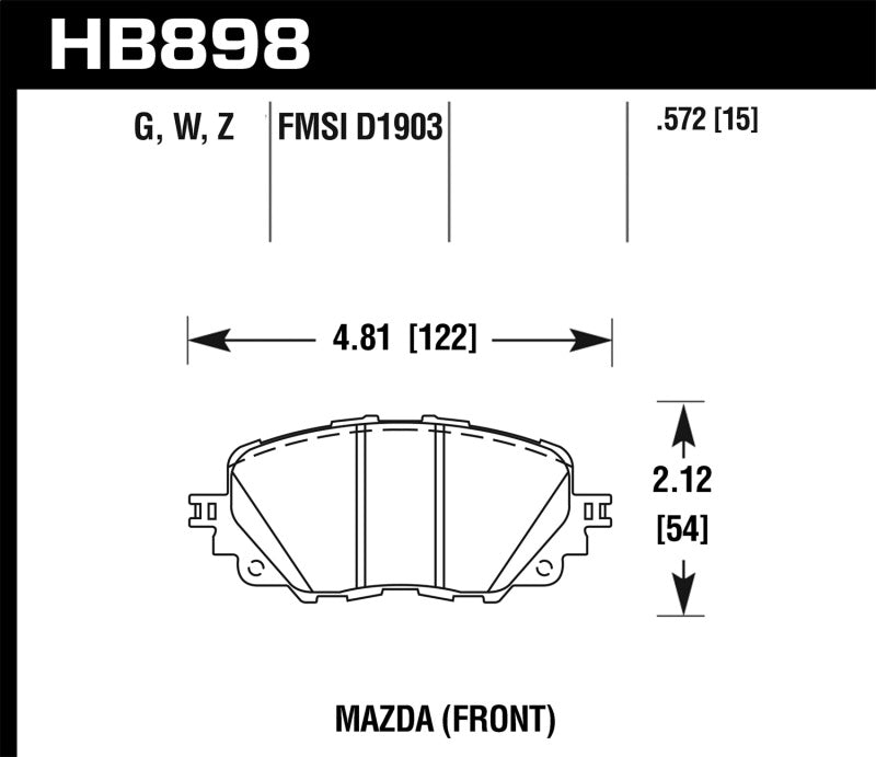 Hawk 17-19 Fiat 124 Spider DTC-60 Front Brake Pads - HB898G.572