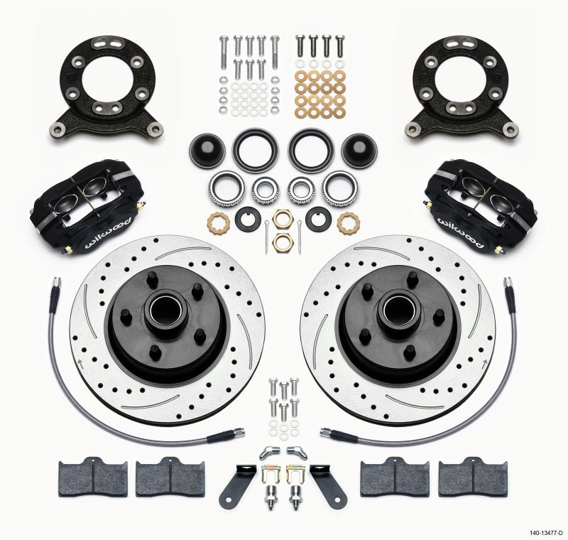 Wilwood Forged Dynalite-M Front Kit 11.30in 1 PC Rotor&Hub-Drill 70-73 Mustang Disc & Drum Spindle - 140-13477-D