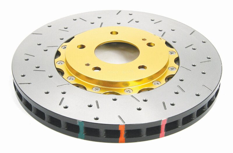 DBA 03-05 Evo 8/9 Front Drilled & Slotted 5000 Series 2 Piece Rotor Assembled w/ Gold Hat - DBA52218GLDXS