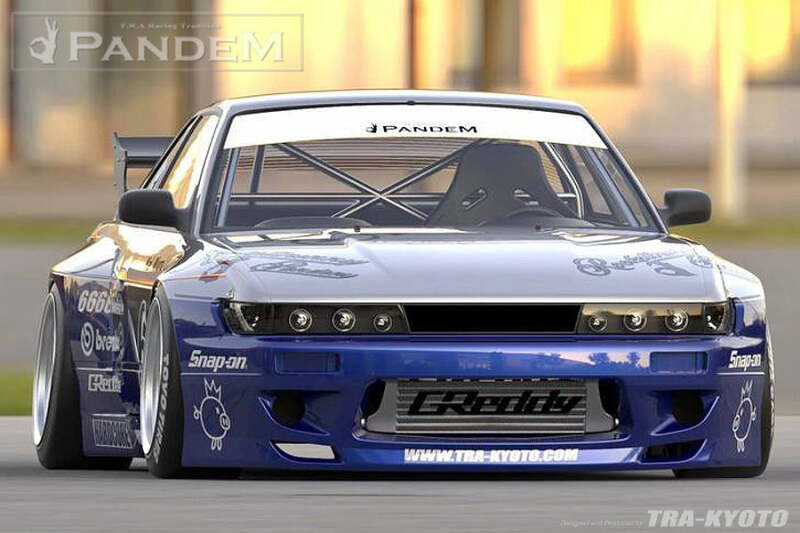 GReddy 89-94 Nissan 240SX Coupe w/ Silvia Headlights Pandem S13 Full Wide-Body Aero Kit w/o GT Wing - 66920280