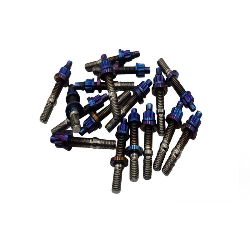 BLOX Racing Xtreme Titanium Intake/Exhaust Manifold Studs Burnt 65mm 7-Piece Kit - BXFL-00309-7-TI-B