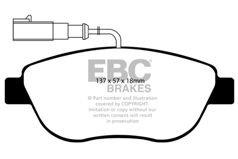 EBC 12+ Fiat 500 1.4 Turbo Abarth Greenstuff Front Brake Pads - DP21383