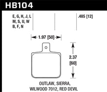 Load image into Gallery viewer, Hawk Wilwood DL Single Outlaw w/0.156in Center Hole DTC-30 Race Pads - HB104W.485