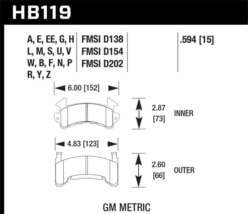 Hawk 78-87 Buick Regal DTC-60 Front Brake Pads - HB119G.594