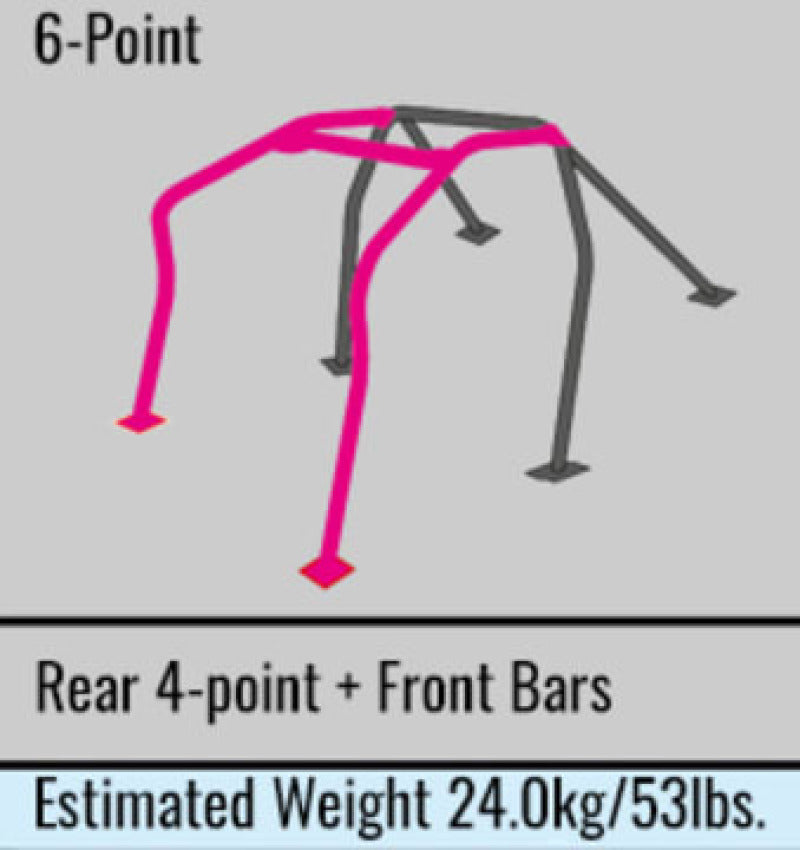 Cusco Safety 21 6PT 2-Passenger Black Steel Roll Cage 18+ Honda Civic Type-R / 17+ 5-Door Hatchback - 3C3 270 E20