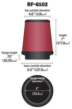 Load image into Gallery viewer, K&amp;N Filter Universal Air Filter 3-15/16in FLG / 5-15/32in OD / 7in H - RF-6102