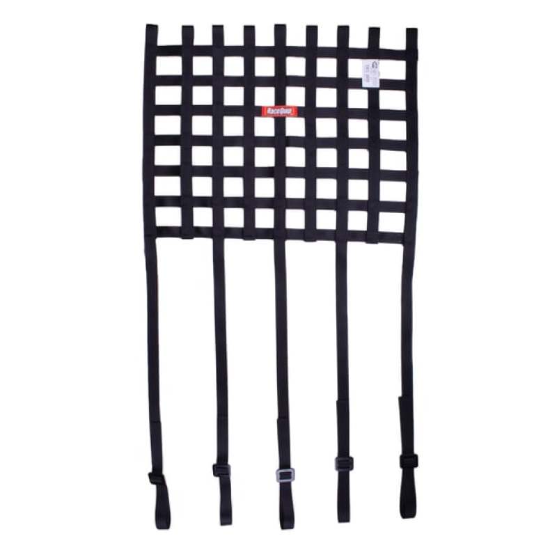 RaceQuip Ribbon Style Race Car Window Net w/1In Mounting Straps / SFI 27.1 Certified Blk 18 H X 24 W - 825005