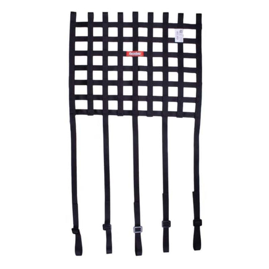 RaceQuip Ribbon Style Race Car Window Net w/1In Mounting Straps / SFI 27.1 Certified Blk 18 H X 24 W - 825005
