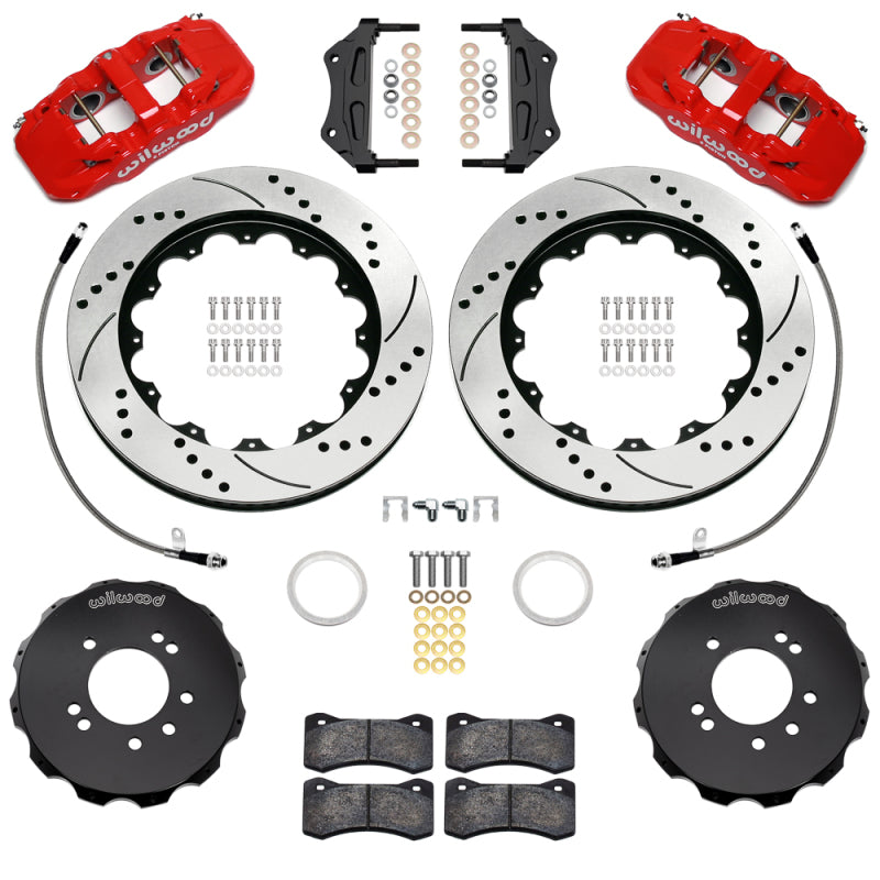 Wilwood 95-98 Nissan Skyline Aerolite 6R Front BBK w/ 14.00in D/S Rotors & Flexlines - Red - 140-18254-DR