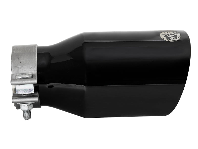 aFe MACH Force-Xp Univ 304 SS Double-Wall Clamp-On Exhaust Tip - Black - 3in Inlet - 4.5in Outlet - 49T30454-B092