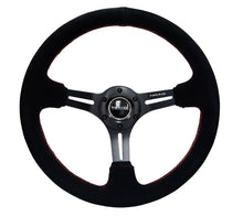 Load image into Gallery viewer, NRG Reinforced Steering Wheel (350mm / 3in. Deep) Blk Suede w/Red Stitching &amp; 5mm Spokes w/Slits - RST-018S-RS