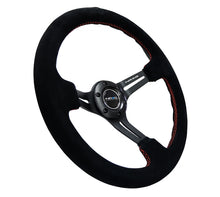 Load image into Gallery viewer, NRG Reinforced Steering Wheel (350mm / 3in. Deep) Blk Suede w/Red Stitching &amp; 5mm Spokes w/Slits - RST-018S-RS