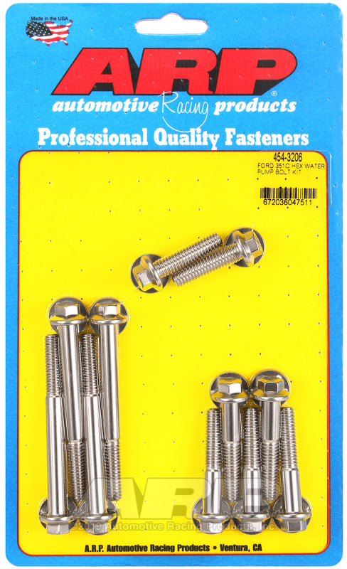 ARP Ford 351C SS hex water pump bolt kit - 454-3206