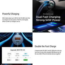 Load image into Gallery viewer, Dual-Port Fast Car Charger | PD 3.0 + QC 3.0 | 30W Output | Ultra-Compact Design