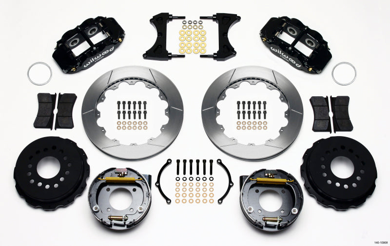 Wilwood Narrow Superlite 4R Rear P-Brk Kit 12.88in Chevy 12 Bolt w/ C-Clips Staggered mt - 140-10908