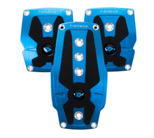 Load image into Gallery viewer, NRG Brushed Aluminum Sport Pedal M/T - Blue w/Black Rubber Inserts - PDL-200BL