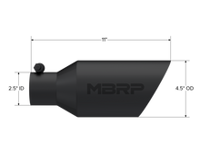 Load image into Gallery viewer, MBRP Universal Dual Wall Angle Rolled End Tip 4-1/2in OD / 2-1/2in Inlet / 11in Length - Black - T5161BLK