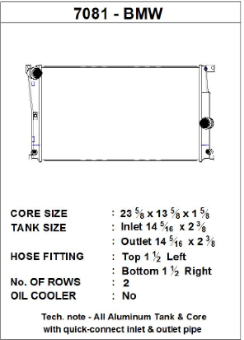 CSF BMW 2 Series (F22/F23) / BMW 3 Series (F30/F31/F34) / BMW 4 Series (F32/F33/F36) A/T Radiator - 7081