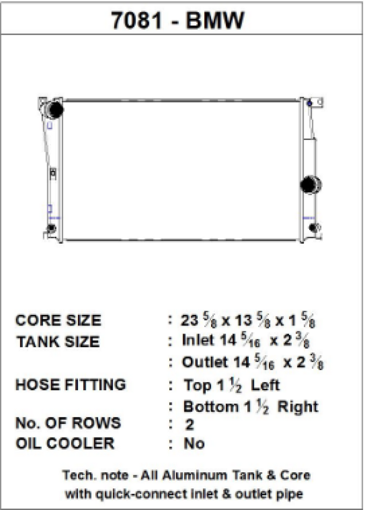 CSF BMW 2 Series (F22/F23) / BMW 3 Series (F30/F31/F34) / BMW 4 Series (F32/F33/F36) A/T Radiator - 7081