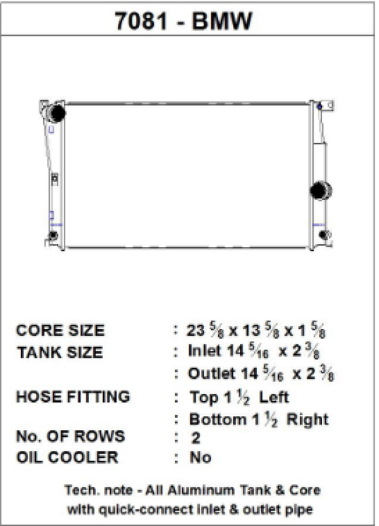 CSF BMW 2 Series (F22/F23) / BMW 3 Series (F30/F31/F34) / BMW 4 Series (F32/F33/F36) A/T Radiator - 7081
